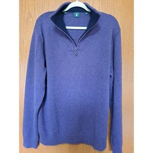 Robert Talbott Men's Purple Cotton Cashmere Blend Quater Zip Sweater Pullover XL